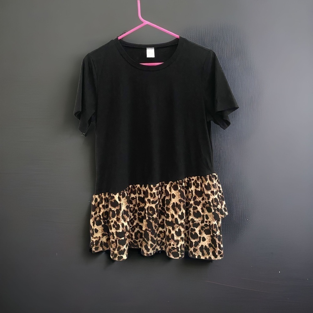 Ruffle Leopard Print Blouse